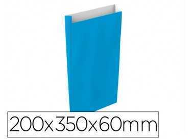Sobre papel basika celulosa celeste con fuelle m 200x350x60 mm paquete de 25 unidades