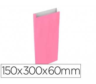 Sobre papel basika celulosa rosa con fuelle s 150x300x60 mm paquete de 25 unidades