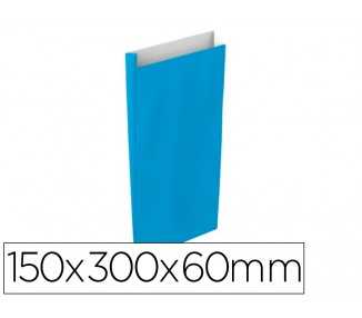 Sobre papel basika celulosa celeste con fuelle s 150x300x60 mm paquete de 25 unidades