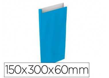 Sobre papel basika celulosa celeste con fuelle s 150x300x60 mm paquete de 25 unidades