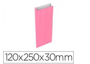 Sobre papel basika celulosa rosa con fuelle xs 120x250x30 mm paquete de 25 unidades