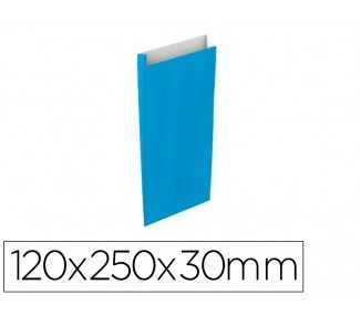 Sobre papel basika celulosa celeste con fuelle xs 120x250x30 mm paquete de 25 unidades