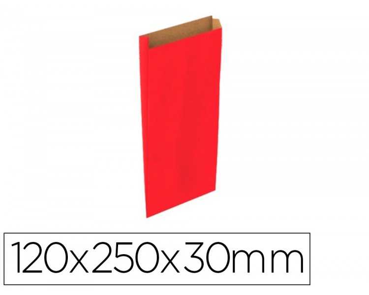 Sobre papel basika kraft rojo con fuelle xs 120x250x30 mm paquete de 25 unidades