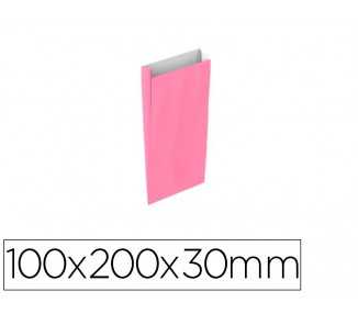 Sobre papel basika celulosa rosa con fuelle xxs 100x200x30 mm paquete de 25 unidades