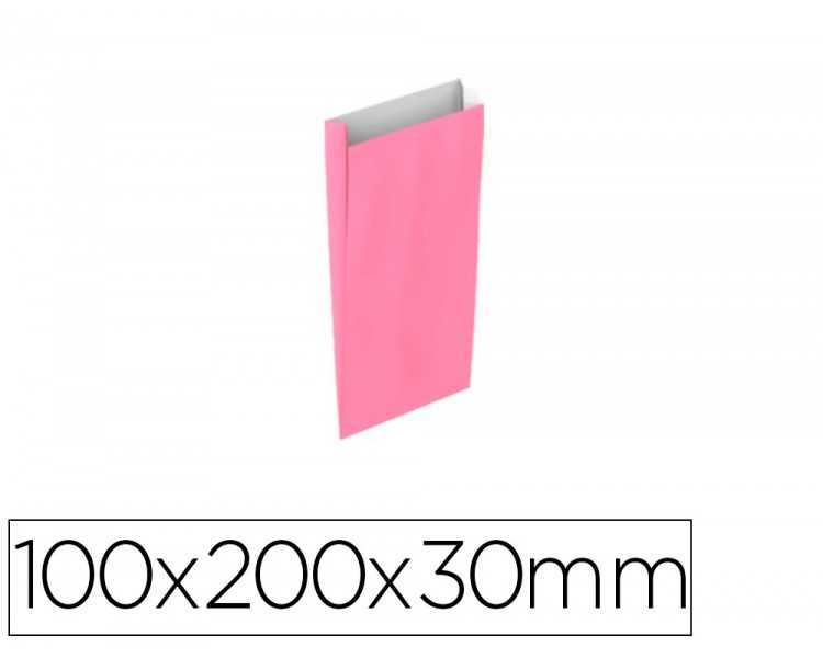 Sobre papel basika celulosa rosa con fuelle xxs 100x200x30 mm paquete de 25 unidades