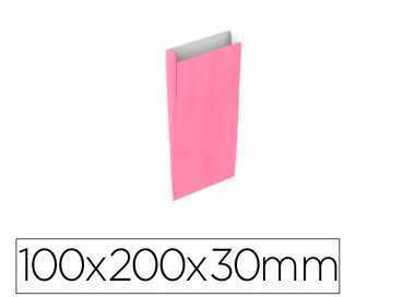 Sobre papel basika celulosa rosa con fuelle xxs 100x200x30 mm paquete de 25 unidades