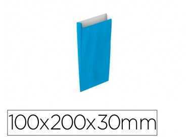 Sobre papel basika celulosa celeste con fuelle xxs 100x200x30 mm paquete de 25 unidades
