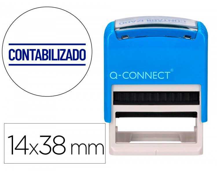 Sello entintado automatico q-connect contabilizado almohadilla 14x38 mm color azul