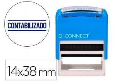 Sello entintado automatico q-connect contabilizado almohadilla 14x38 mm color azul