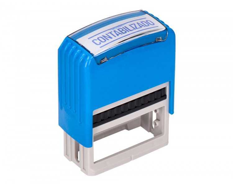 Sello entintado automatico q-connect contabilizado almohadilla 14x38 mm color azul