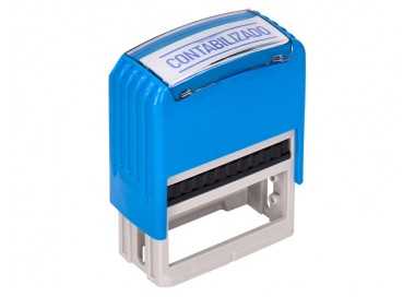 Sello entintado automatico q-connect contabilizado almohadilla 14x38 mm color azul Sello entintado automatico q-connect contabilizado almohadilla 14x38 mm color azul