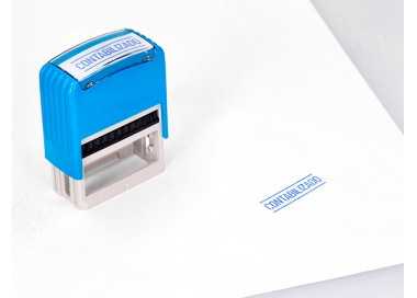 Sello entintado automatico q-connect contabilizado almohadilla 14x38 mm color azul Sello entintado automatico q-connect contabilizado almohadilla 14x38 mm color azul