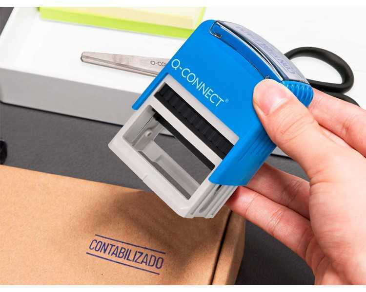 Sello entintado automatico q-connect contabilizado almohadilla 14x38 mm color azul