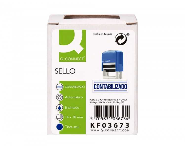 Sello entintado automatico q-connect contabilizado almohadilla 14x38 mm color azul