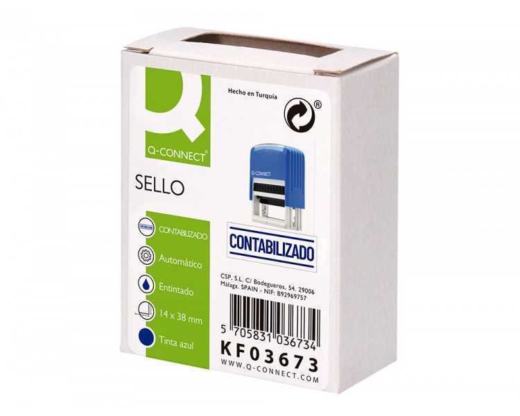 Sello entintado automatico q-connect contabilizado almohadilla 14x38 mm color azul