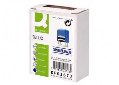 Sello entintado automatico q-connect contabilizado almohadilla 14x38 mm color azul Sello entintado automatico q-connect contabilizado almohadilla 14x38 mm color azul
