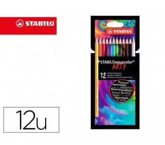 Lapices de colores stabilo aquacolor arty line acuarelables estuche de carton de 12 unidades colores