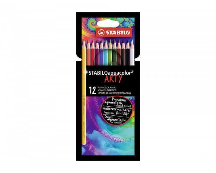 Lapices de colores stabilo aquacolor arty line acuarelables estuche de carton de 12 unidades colores