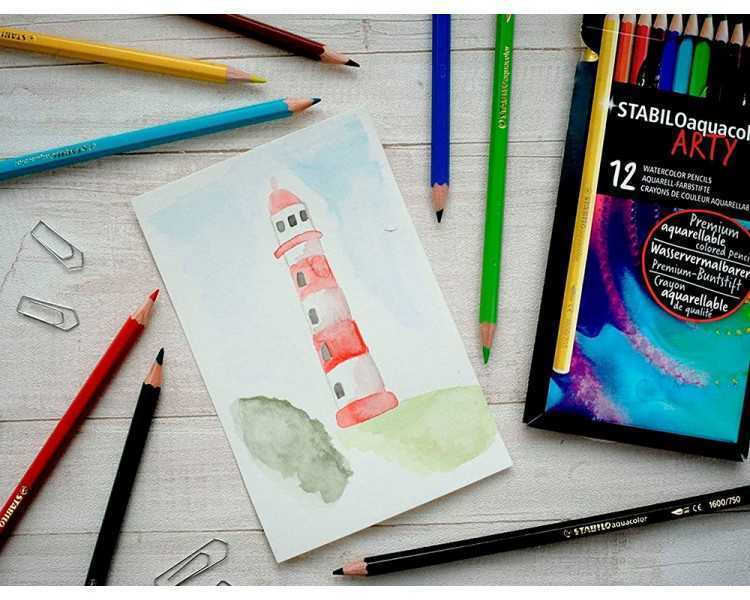 Lapices de colores stabilo aquacolor arty line acuarelables estuche de carton de 12 unidades colores