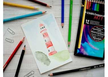 Lapices de colores stabilo aquacolor arty line acuarelables estuche de carton de 12 unidades colores