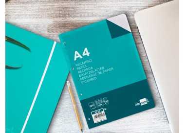 Recambio liderpapel a4 100 hojas 100g/m2 cuadro 3mm con margen 4 taladros Recambio liderpapel a4 100 hojas 100g/m2 cuadro 3mm con margen 4 taladros