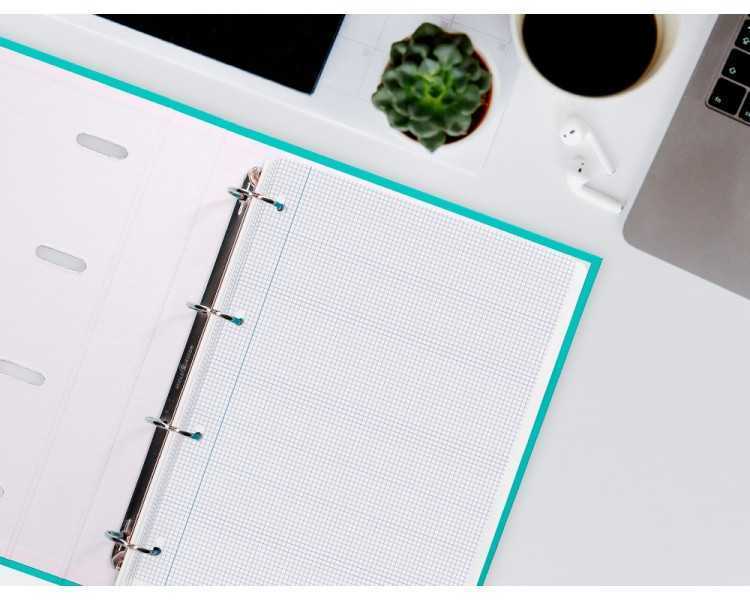 Recambio liderpapel a4 100 hojas 100g/m2 cuadro 3mm con margen 4 taladros