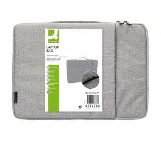 Funda para portatil q-connect 13,3/' con asa 1 bolsillo exterior con cremallera color gris 350x250x25 mm