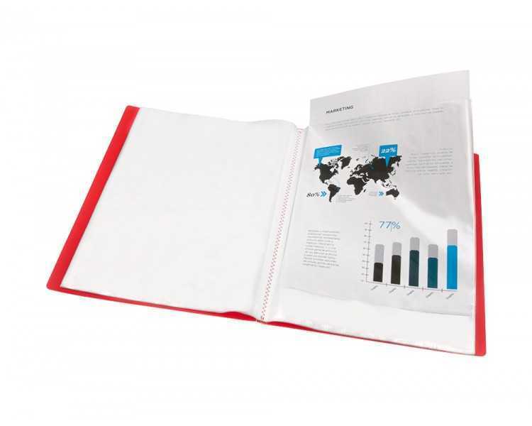 Carpeta liderpapel escaparate 40 fundas polipropileno din a3 rojo translucido