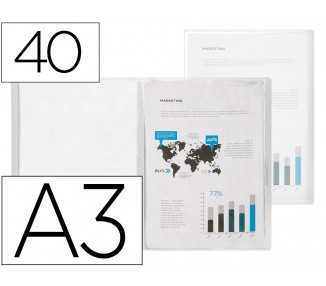 Carpeta liderpapel escaparate 40 fundas polipropileno din a3 transparente translucido