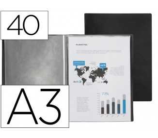 Carpeta liderpapel escaparate 40 fundas polipropileno din a3 negro opaco