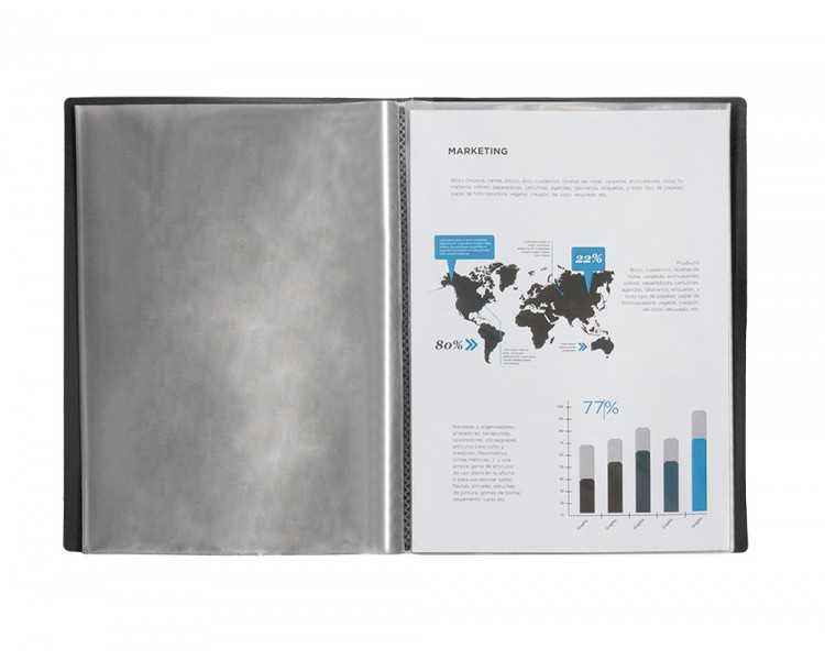 Carpeta liderpapel escaparate 40 fundas polipropileno din a3 negro opaco