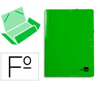 Carpeta liderpapel gomas folio 3 solapas carton plastificado color verde