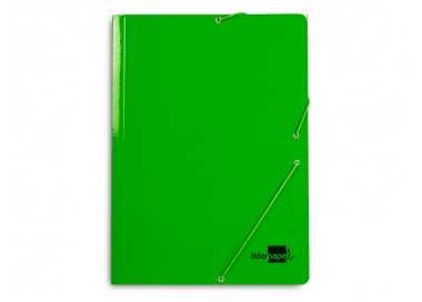 Carpeta liderpapel gomas folio 3 solapas carton plastificado color verde