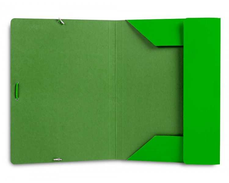 Carpeta liderpapel gomas folio 3 solapas carton plastificado color verde