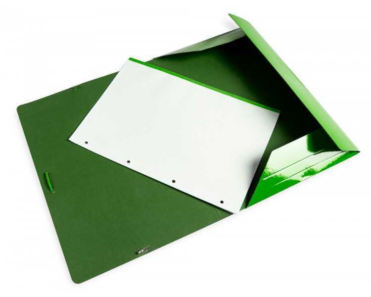 Carpeta liderpapel gomas folio 3 solapas carton plastificado color verde