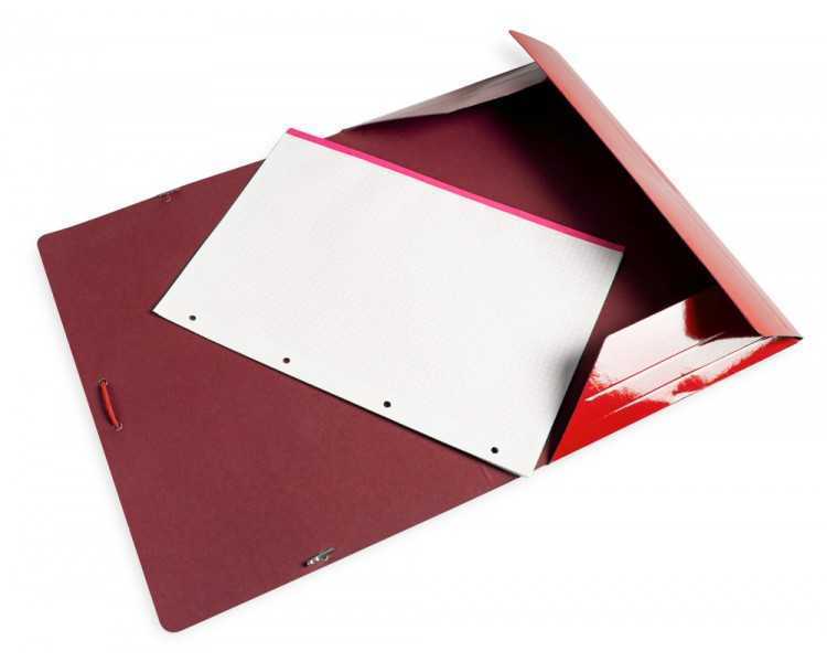Carpeta liderpapel gomas folio 3 solapas carton plastificado color rojo