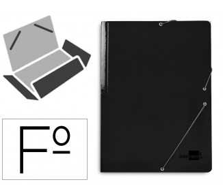 Carpeta liderpapel gomas folio 3 solapas carton plastificado color negro