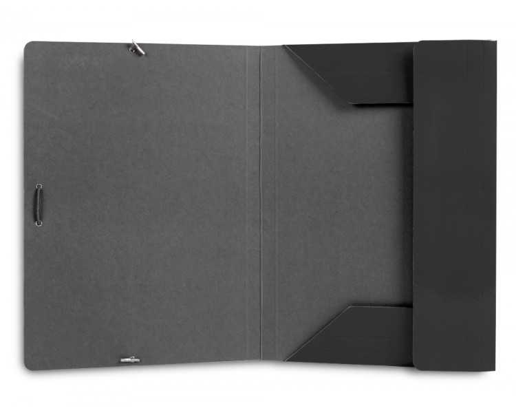 Carpeta liderpapel gomas folio 3 solapas carton plastificado color negro