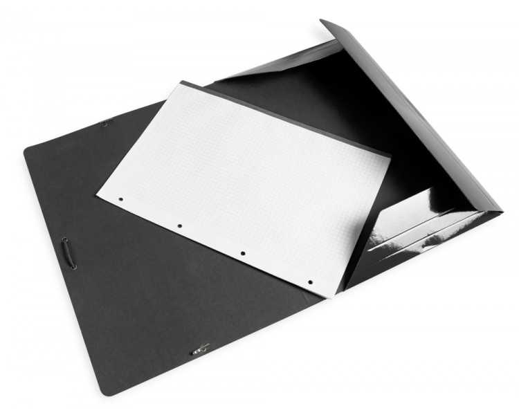 Carpeta liderpapel gomas folio 3 solapas carton plastificado color negro