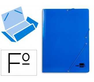 Carpeta liderpapel gomas folio 3 solapas carton plastificado color azul