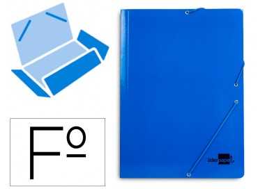 Carpeta liderpapel gomas folio 3 solapas carton plastificado color azul
