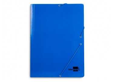 Carpeta liderpapel gomas folio 3 solapas carton plastificado color azul