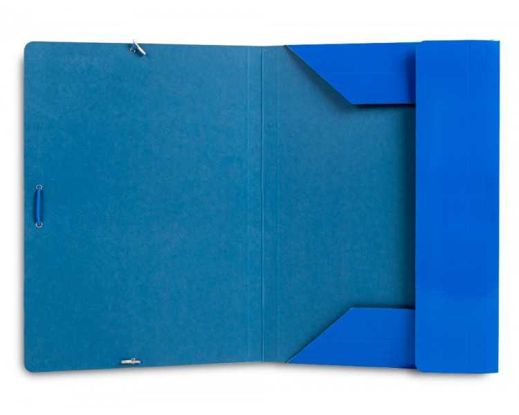 Carpeta liderpapel gomas folio 3 solapas carton plastificado color azul