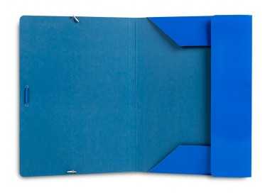 Carpeta liderpapel gomas folio 3 solapas carton plastificado color azul