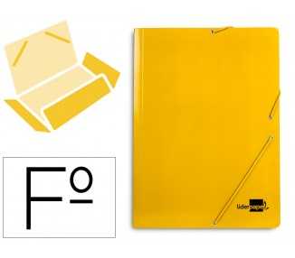 Carpeta liderpapel gomas folio 3 solapas carton plastificado color amarillo