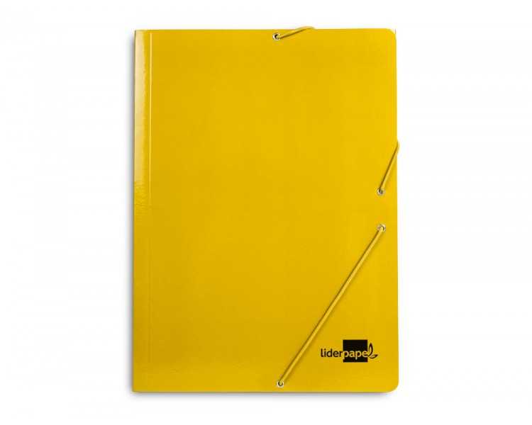 Carpeta liderpapel gomas folio 3 solapas carton plastificado color amarillo