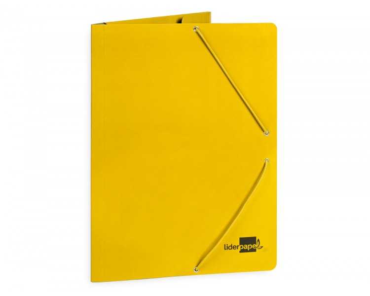 Carpeta liderpapel gomas folio 3 solapas carton plastificado color amarillo