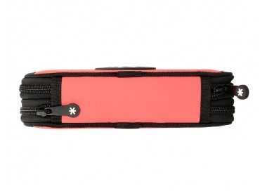 Plumier escolar antartik doble cremallera color coral 28 piezas