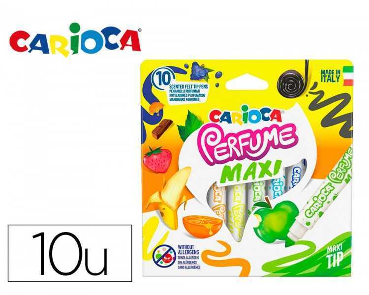 Rotulador carioca perfumado punta maxi lavable caja de 10 unidades colores surtidos