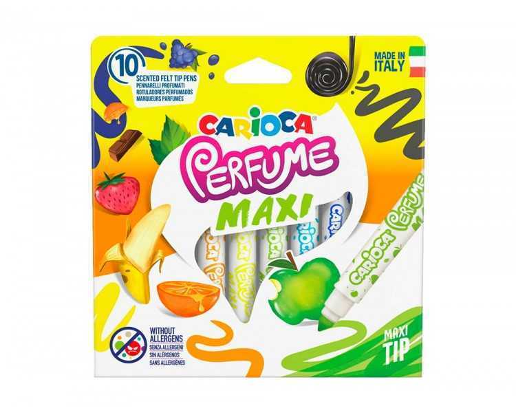 Rotulador carioca perfumado punta maxi lavable caja de 10 unidades colores surtidos